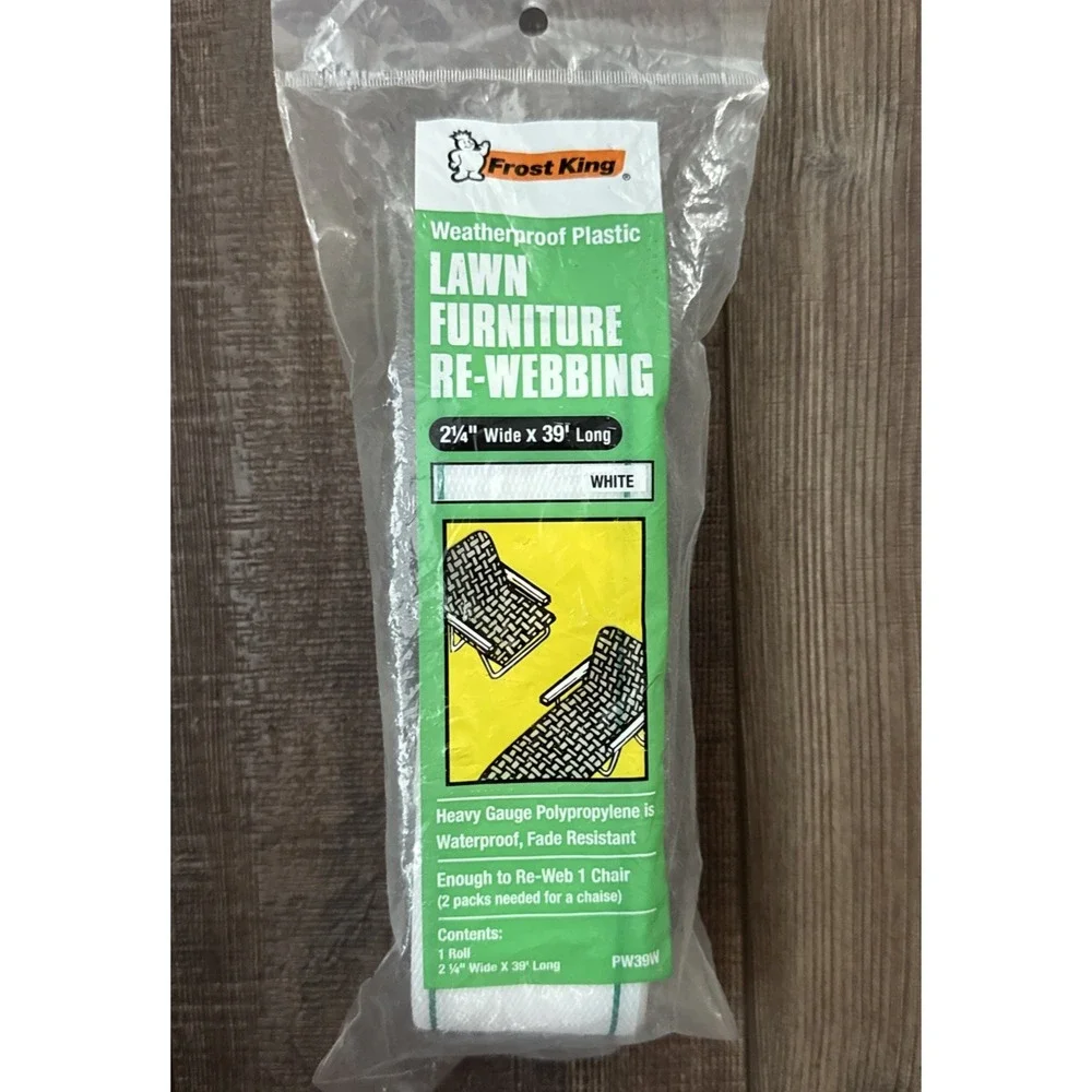 Frost King Lawn Furniture Re-Webbing PW39W White‎ Green Stripe 2.25
